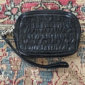 Black Leather Hobo Wristlet
